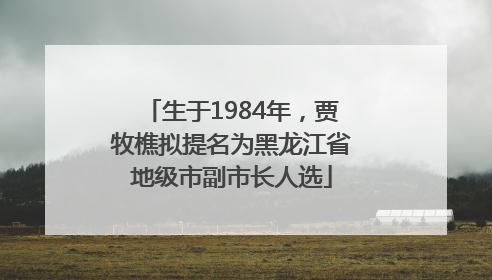 生于1984年，贾牧樵拟提名为黑龙江省地级市副市长人选