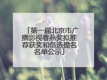 第一届北京市广播影视春燕奖拟推荐获奖和备选提名名单公示