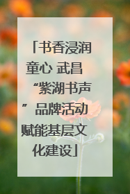 书香浸润童心 武昌“紫湖书声”品牌活动赋能基层文化建设