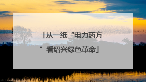 从一纸“电力药方”看绍兴绿色革命