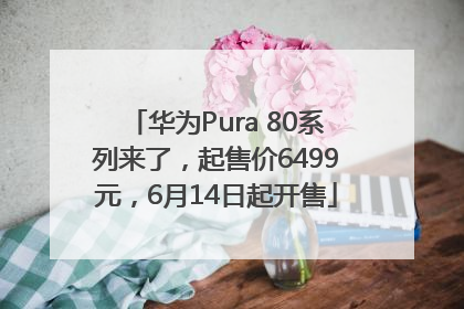 华为Pura 80系列来了，起售价6499元，6月14日起开售