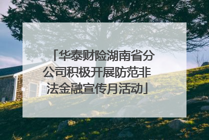 华泰财险湖南省分公司积极开展防范非法金融宣传月活动