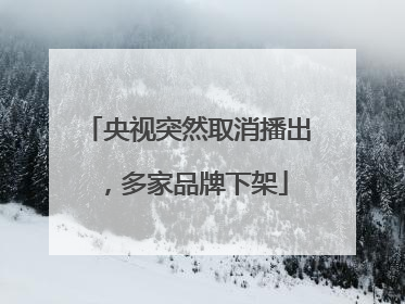 央视突然取消播出，多家品牌下架