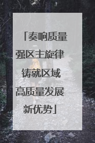 奏响质量强区主旋律 铸就区域高质量发展新优势