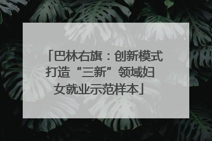 巴林右旗：创新模式 打造“三新”领域妇女就业示范样本
