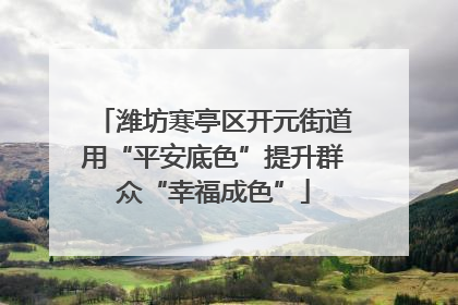 潍坊寒亭区开元街道用“平安底色”提升群众“幸福成色”