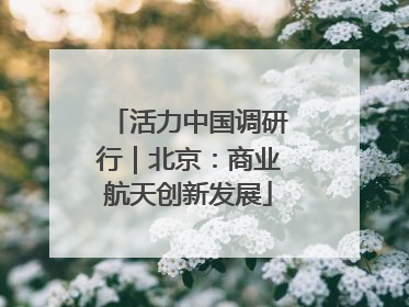 活力中国调研行｜北京：商业航天创新发展
