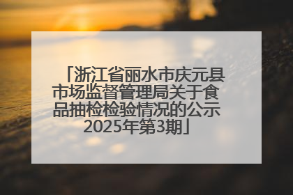 浙江省丽水市庆元县市场监督管理局关于食品抽检检验情况的公示2025年第3期