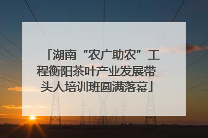 湖南“农广助农”工程衡阳茶叶产业发展带头人培训班圆满落幕
