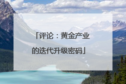 评论：黄金产业的迭代升级密码