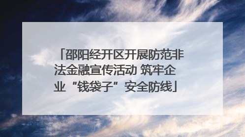 邵阳经开区开展防范非法金融宣传活动 筑牢企业“钱袋子”安全防线