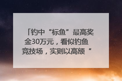 钓中“标鱼”最高奖金30万元，看似钓鱼竞技场，实则以高额“回报”作“饵”……｜今晚九点半