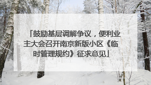 鼓励基层调解争议，便利业主大会召开南京新版小区《临时管理规约》征求意见
