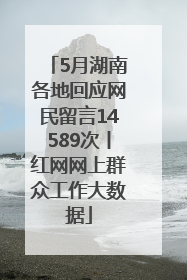 5月湖南各地回应网民留言14589次丨红网网上群众工作大数据